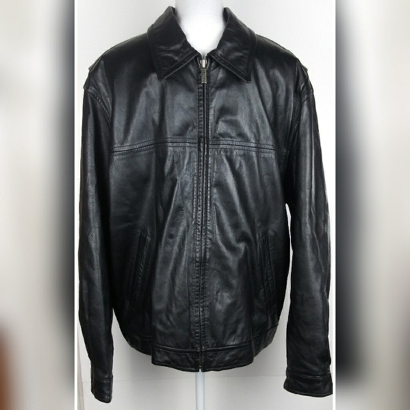 Guess Other - Guess black genuine leather zip up jacket